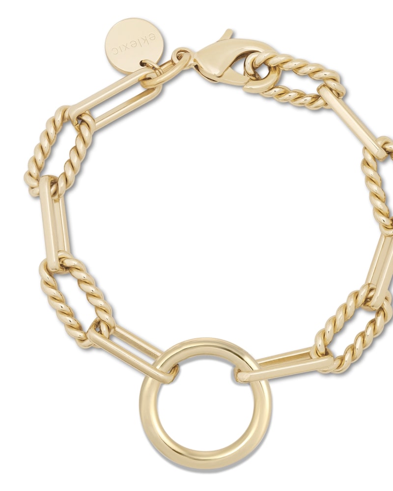 Front of a size 6.5" Eliza Bracelet 6.5" Gold in Gold by Eklexic. | dia_product_style_image_id:275070